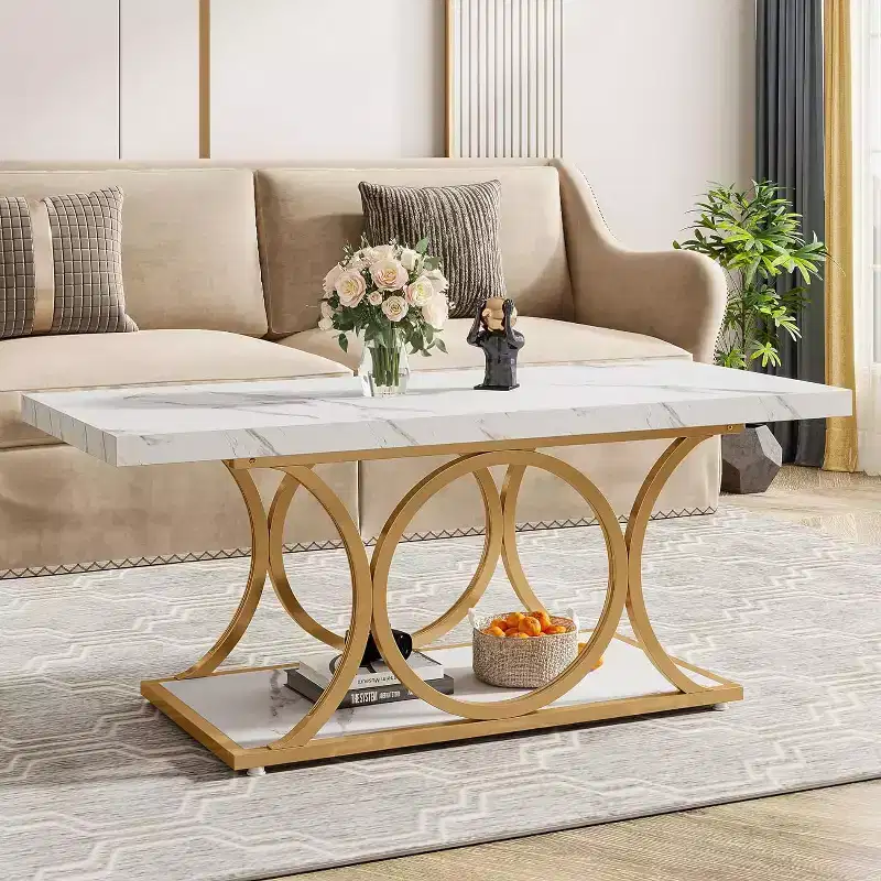Lantine 47.24-inch 2-Tier Rectangle Coffee Table