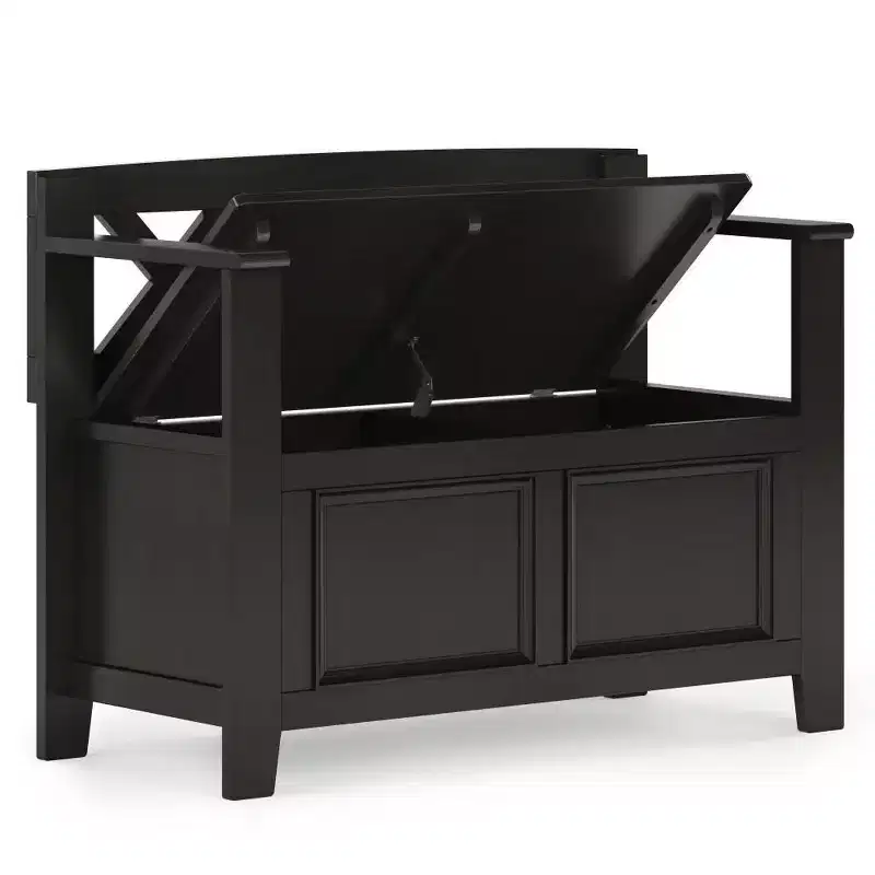 36 Halifax Transitional Solid Wood Entryway Storage Bench