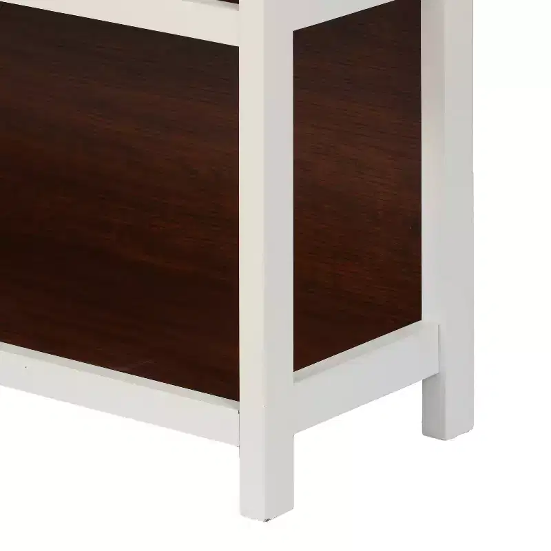 LuxenHome 4-Shelf 59.5 H x 31.38 W Cherry and White Manufactured Wood Bookcase Brown