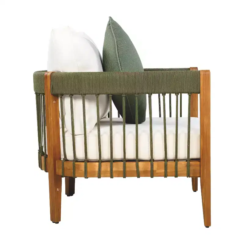 Christopher Knight Home Clifton Patio Rustic Acacia and Rope Upholstered Club Chair with Curved Back