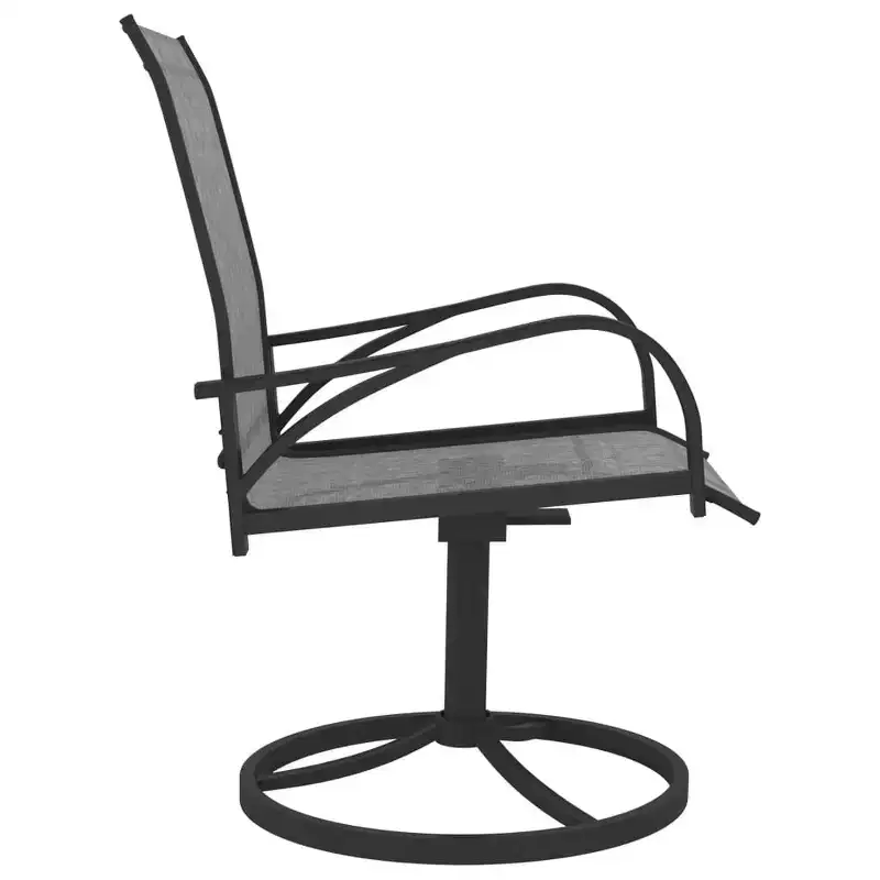 vidaXL 2x Garden Swivel Chairs Textilene and Steel Lounge Seat Gray/Brown