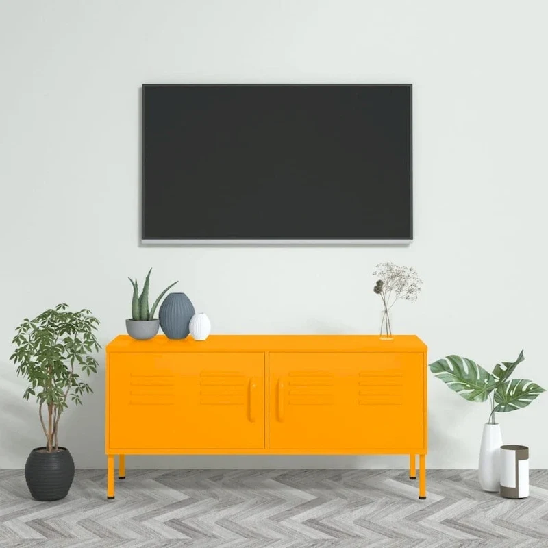vidaXL TV Stand TV Unit Sideboard Home TV Console Media Unit Cupboard Steel - 41.3 x 13.8 x 19.7