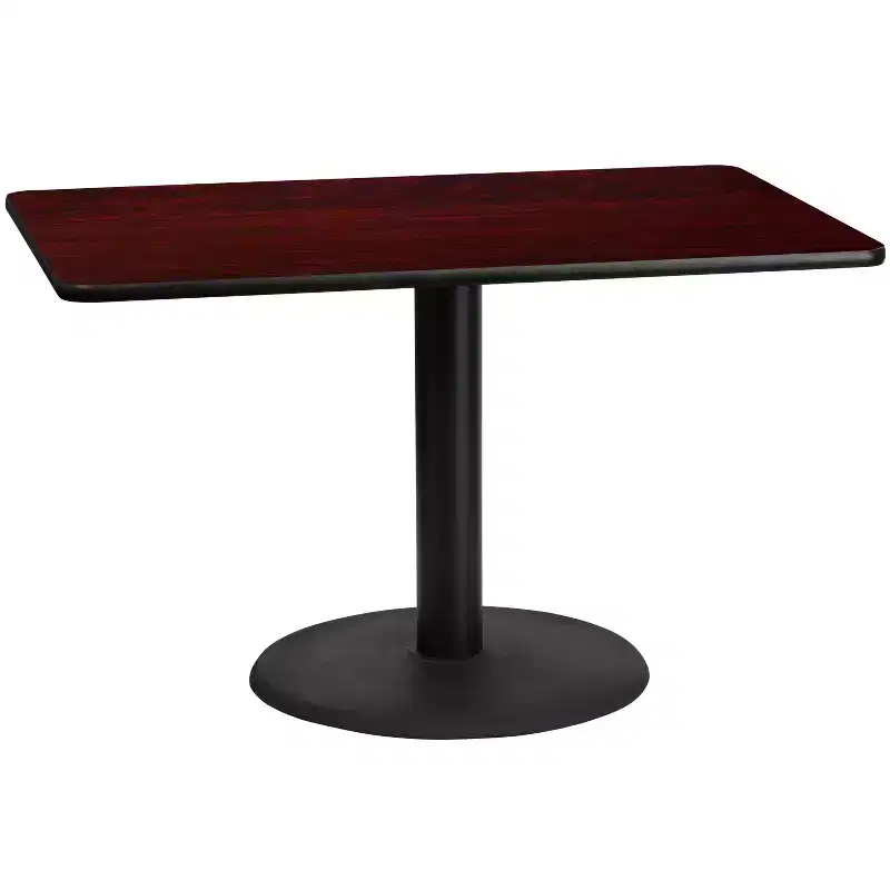 30'' x 48'' Rectangular Laminate Table Top with 24'' Round Base