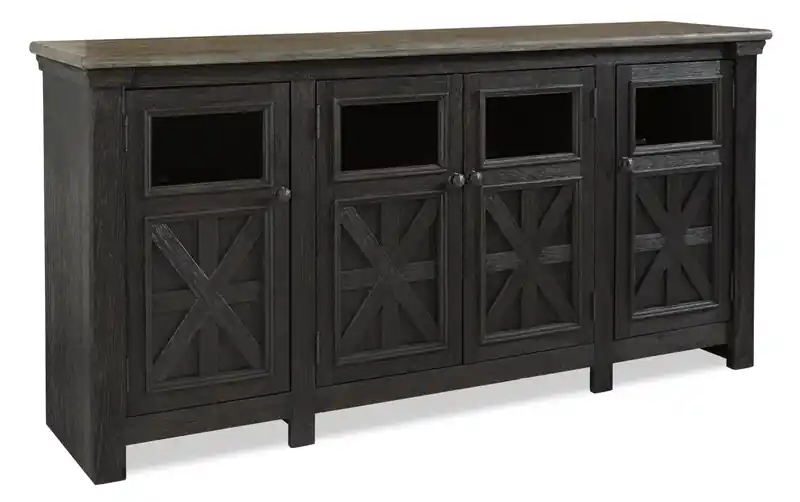 74 Traditional TV Stand with Storage and Cable Management for TVs up to 85- Black Grey