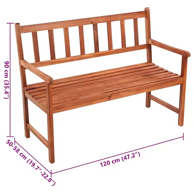 Garden Bench Beige, Brown Solid Acacia wood, 100% polyester fabric