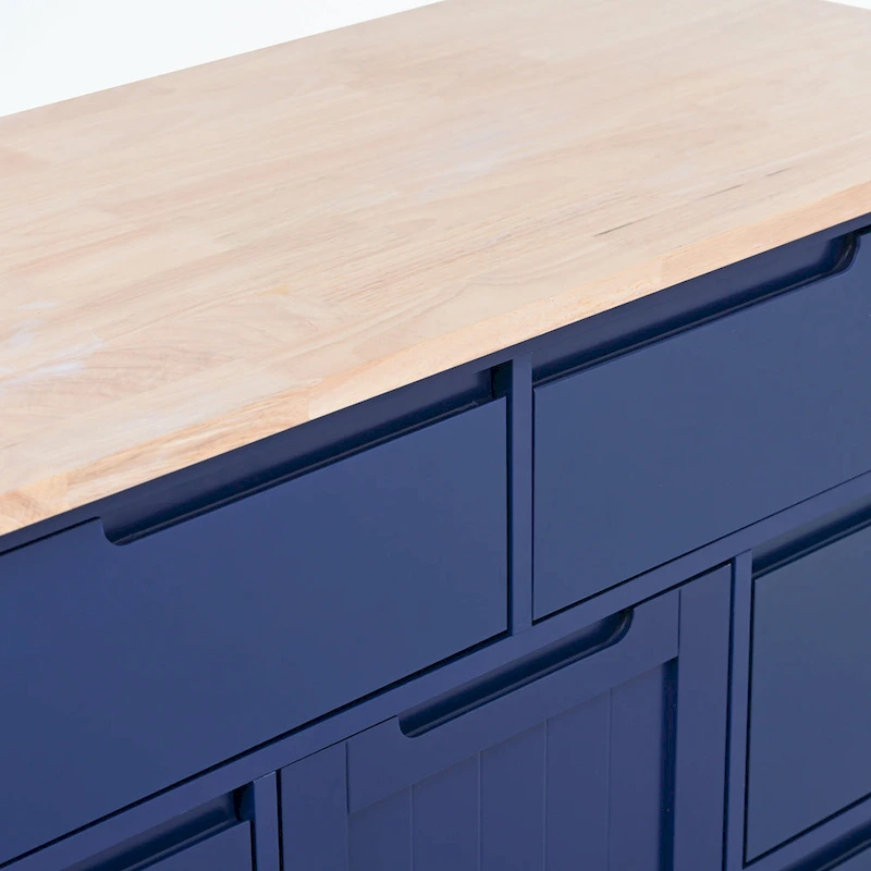 Kitchen Cart with Rubber Wood Countertop