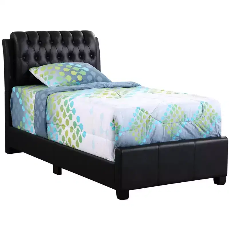 Marilla Twin Panel Bed - Tufted Faux Leather Headboard