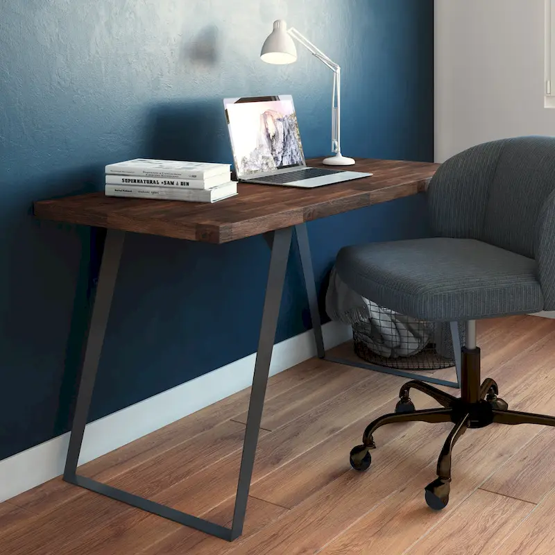 WYNDENHALL Mitchell SOLID ACACIA WOOD Modern Industrial 54 inch Wide Flat Top Desk
