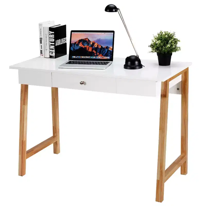 Computer Desk Laptop PC Writing Table Makeup Vanity Table w/Drawer and Wood Legs
