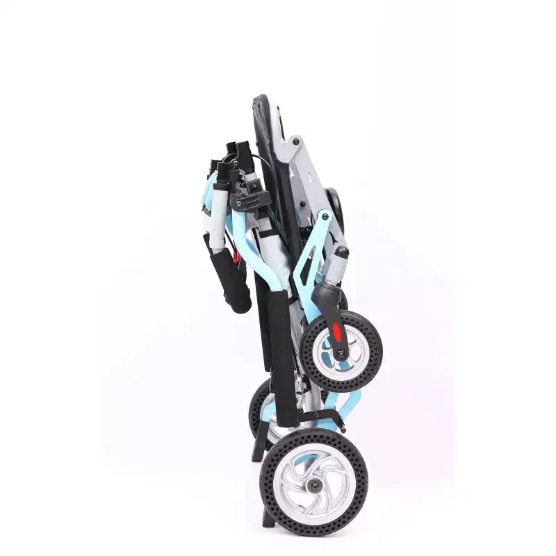 Ultra Lightweight Elderly Transport Wheelchair Portable Lightweight Folding Transport Chair, with Locking Handbrake, Removable Flip Armrests