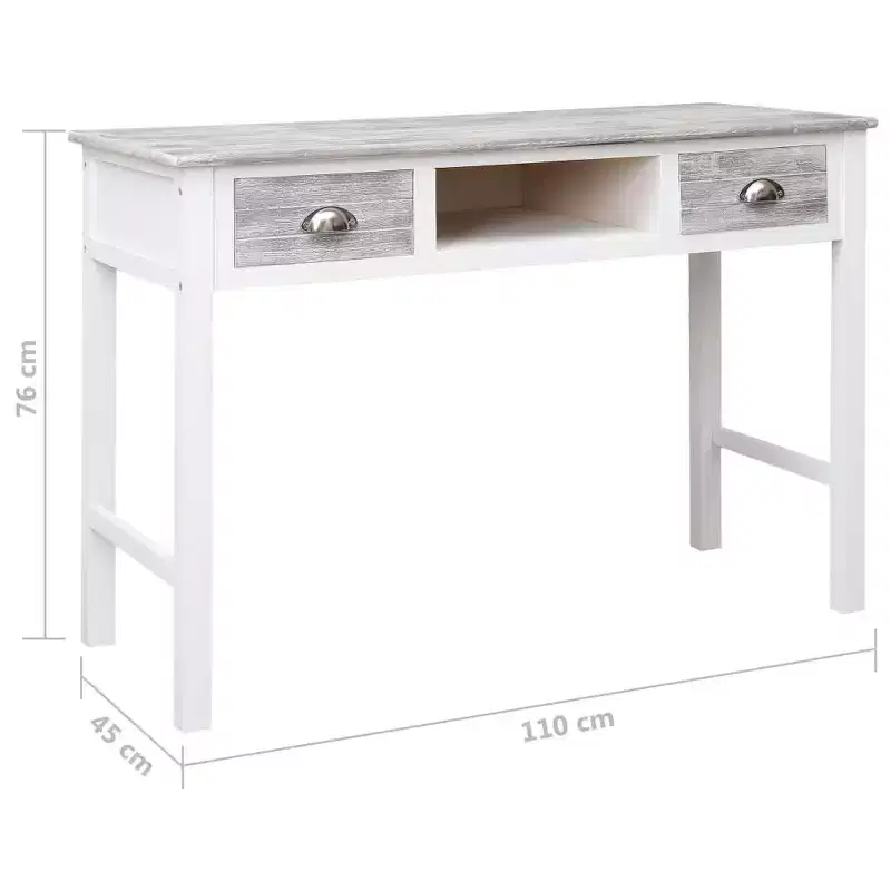 Desk Grey Paulownia wood Medium Desk Rectangular Vintage