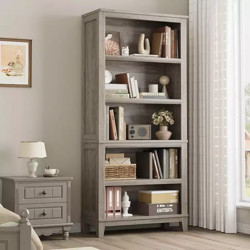 71 Farmhouse Bookcase 5-Tier Adjustable Shelf