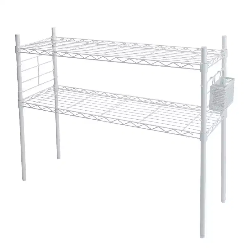 Organize It All Steel Etagere Adjustable Shelf White: 2-Shelf Vertical Bookshelf, Steel Frame, 36" Height, 12" Depth