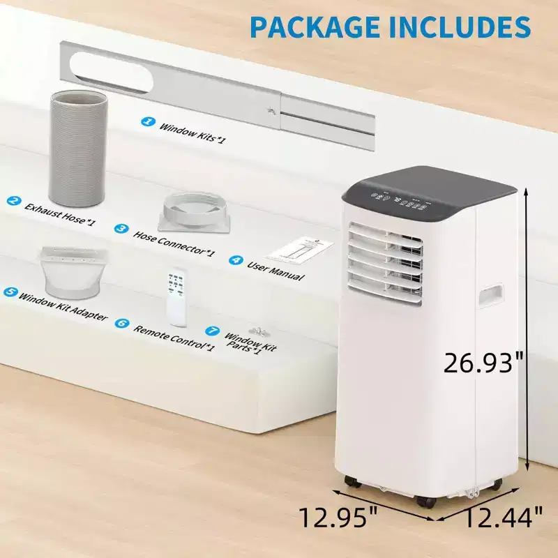 8000 BTU Portable Air Conditioner for Rooms Up to 350 Sq Ft, 3-in-1 AC Unit with Fan, Dehumidifier, Remote & Sleep Mode