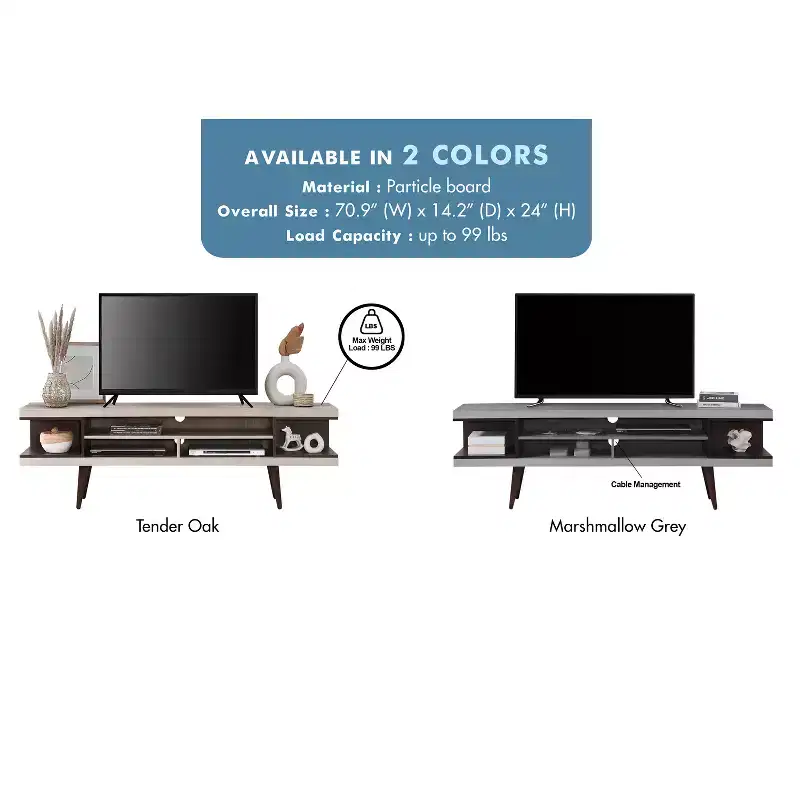 Wood TV Stand 70.87''W with 5 Storage Shelves