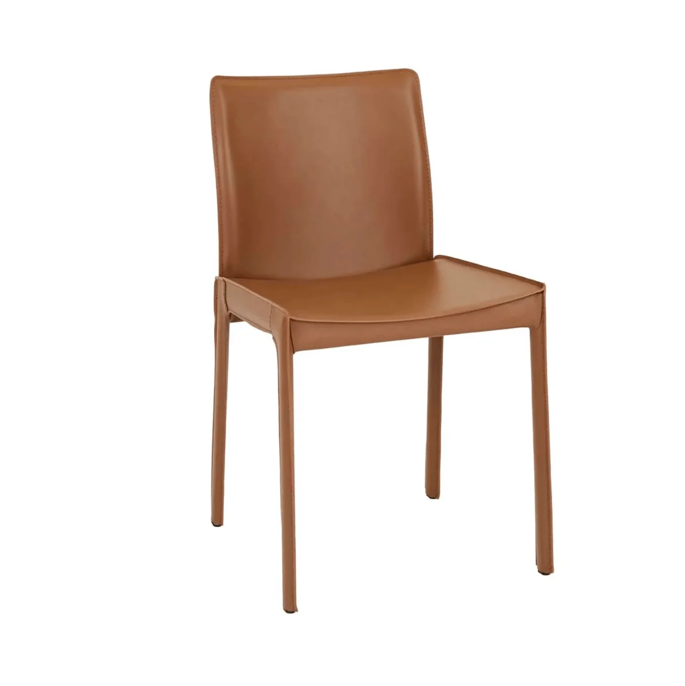 Tan Leather Dining Chair with Upholstered for Dining Room
