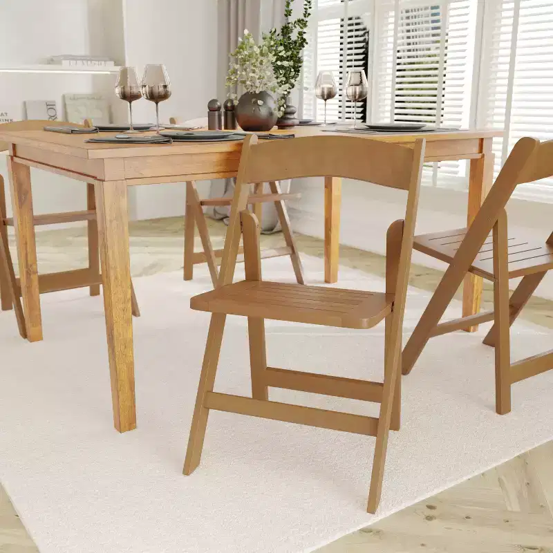 Early American Wood / Oak / White Solid Wood Folding Dining Chair – Seats 1