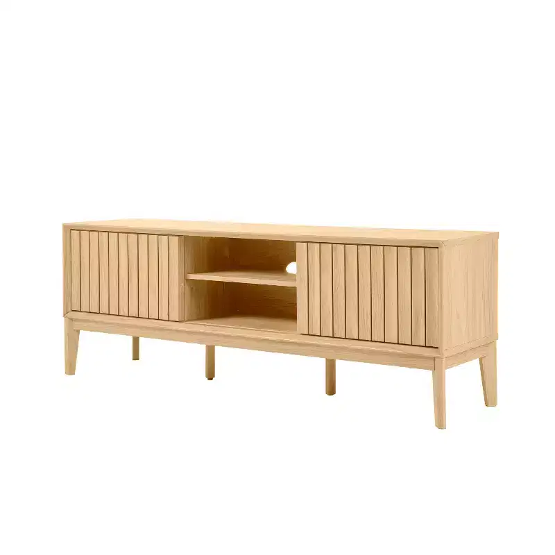 JONATHAN Y TVS1000A Gennaro 58 in. Farmhouse 3-Storage Sliding Door TV Stand Fits TVs up to 65 in. with Cable Management