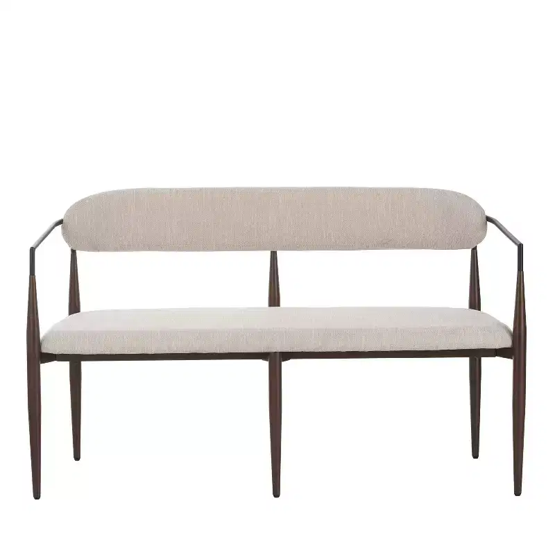 Christopher Knight Home Piper Modern Iron Frame Upholstered 55 Loveseat with Open Curved Back Coffee/Black