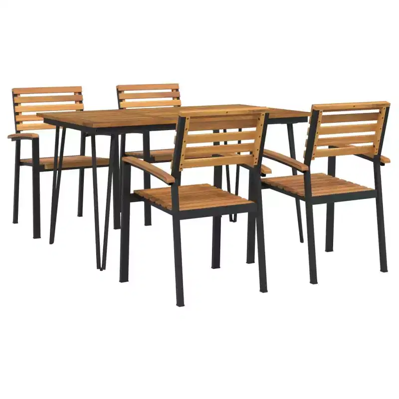 vidaXL Patio Dining Set Solid Wood Acacia and Metal