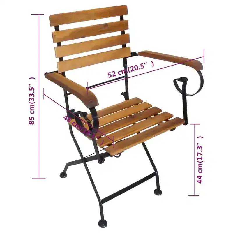 vidaXL Folding Chair Set of 4 Brown and Black
