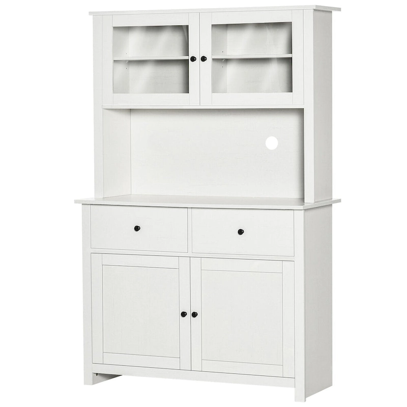 63.5 Kitchen Buffet w/ Hutch, 4 Shelves, Drawers, Framed Glass Doors
