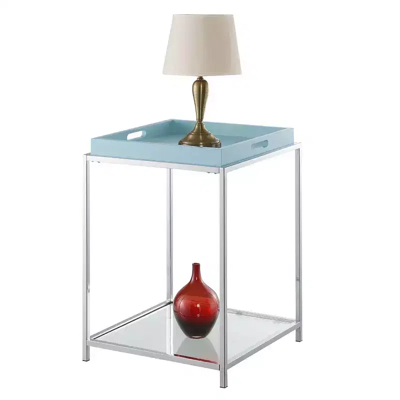 24 in.H Blue Color Rectangle Metal Table Top End Table 1 -piece