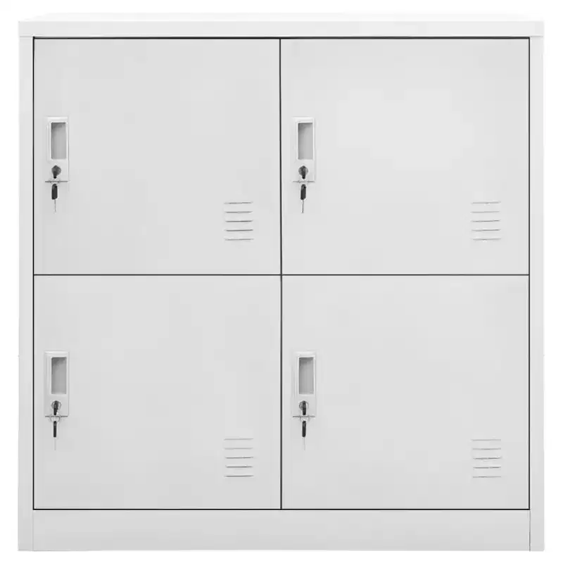 Locker Cabinet Light Grey and Red Steel Medium