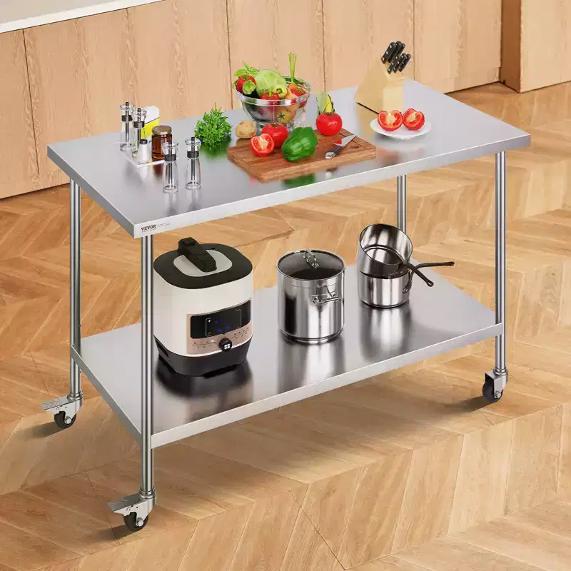 Stainless Steel Work Table 30''x60''x38'' with Wheels & Adjustable Height