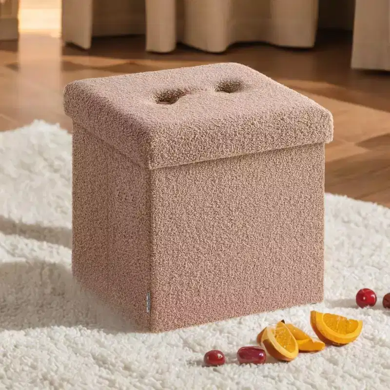Small Folding Storage Ottoman, Foot Rest Stool, 15 X 15 X 15 Inches, Ottoman With Storage, Load Up To 660 Lb