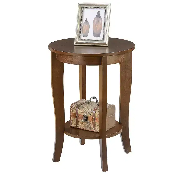 HomeStock Belmont Mid Century Modern End Table with Multi Tier Tabletop Surface and Sleek Design for Lamps, Books and Accessories