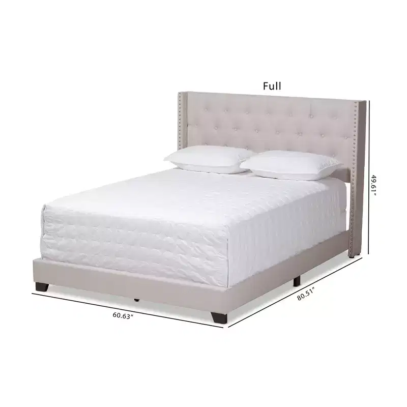 Gray Upholstered King Platform Bed with Winged Tufted Headboard