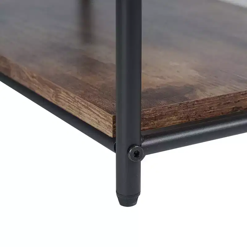 2-Tier Metal Frame Freestanding Bookshelf & Magazine Rack for Small Spaces
