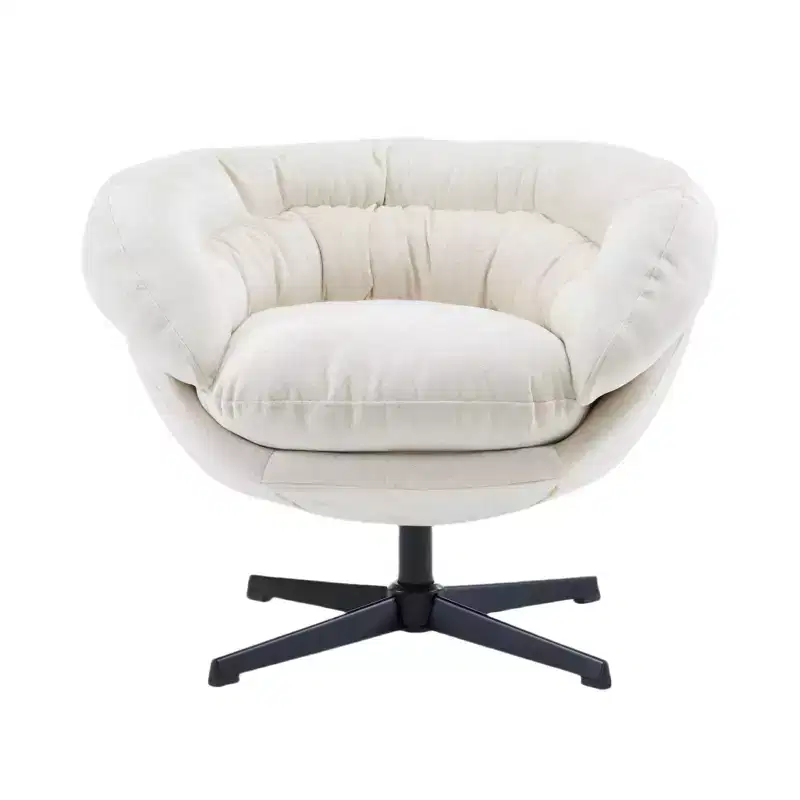 Chenille Upholstered Swivel Arm Chair with Metal Legs