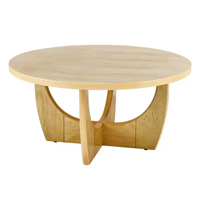 36 Round Coffee Table, Wooden Cocktail Table, Farmhouse Center Sofa Side Table, Circular Tea Table for Small Spaces Living Room Office