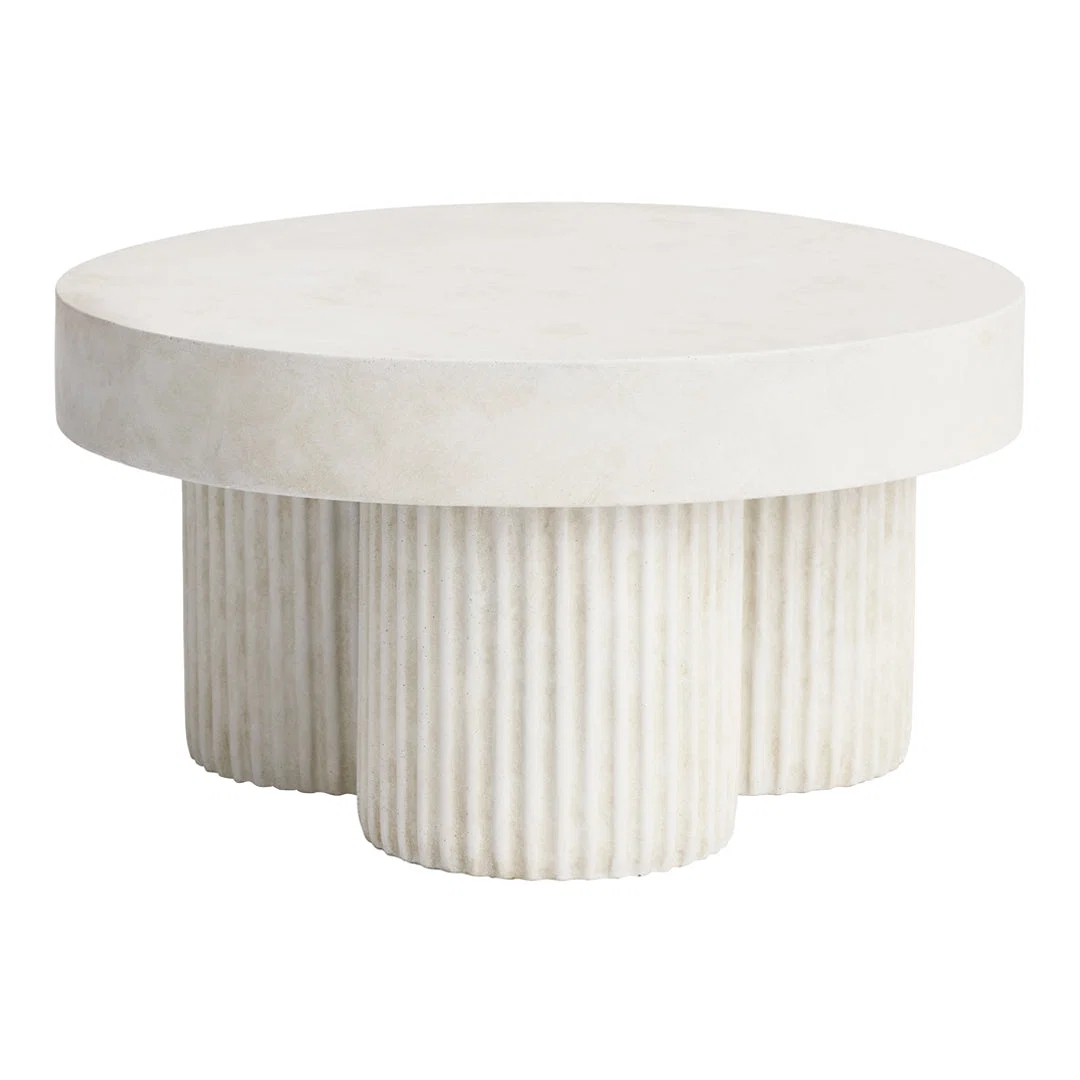 Sculptural Hand-Painted Coffee Table with Greek Column-Inspired Ribbed Legs for Living Room