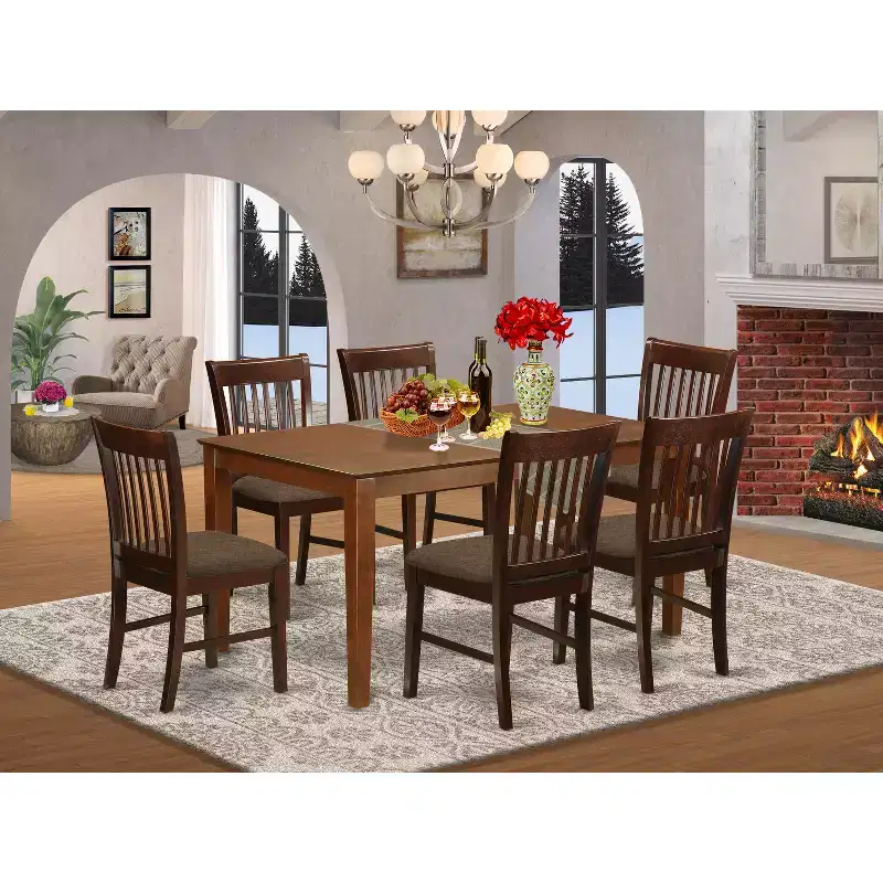 HomeStock Capri Dining Table Set With 6 Chairs Rectangular Style 36x60
