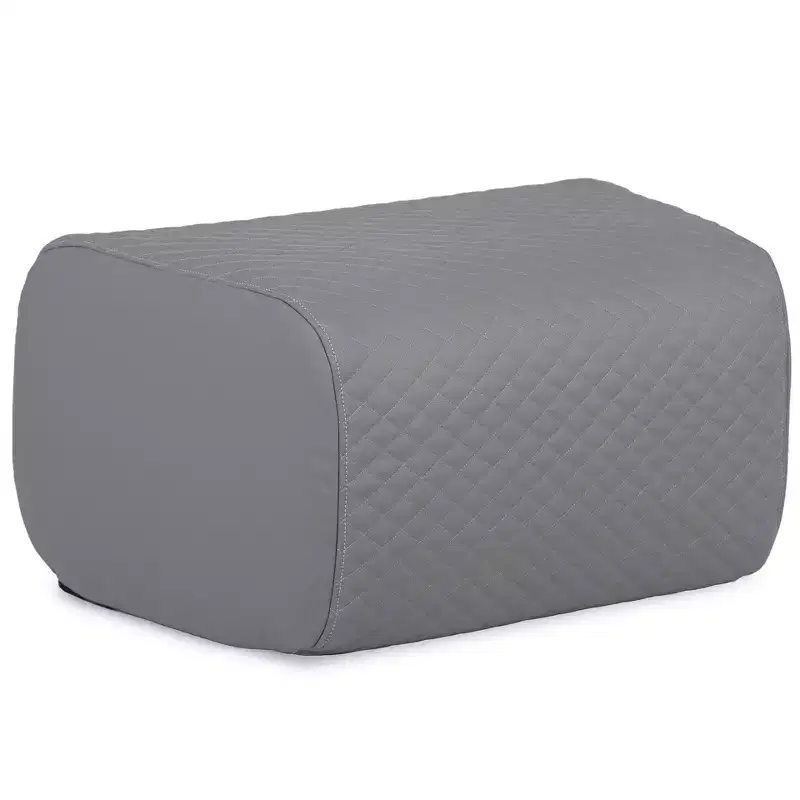 Big Joe Solvana Outdoor Patio Furniture Set, Weather-Resistant Cool Touch Silicone Stitched Leather, Ottoman Only, Moonlit Gray