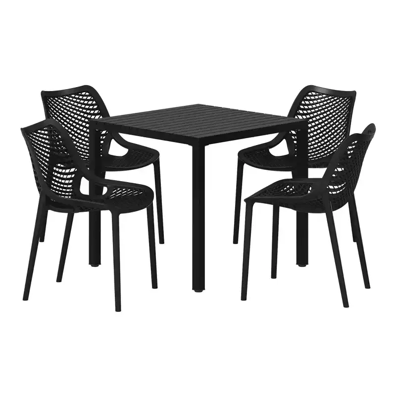 WestinTrends Playa 5-Piece Outdoor Patio Metal Frame Dining Table Set with Stackable Patio Dining Chairs