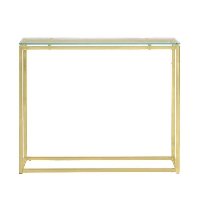 HomeRoots 36 Clear and Silver Glass Sled Console Table