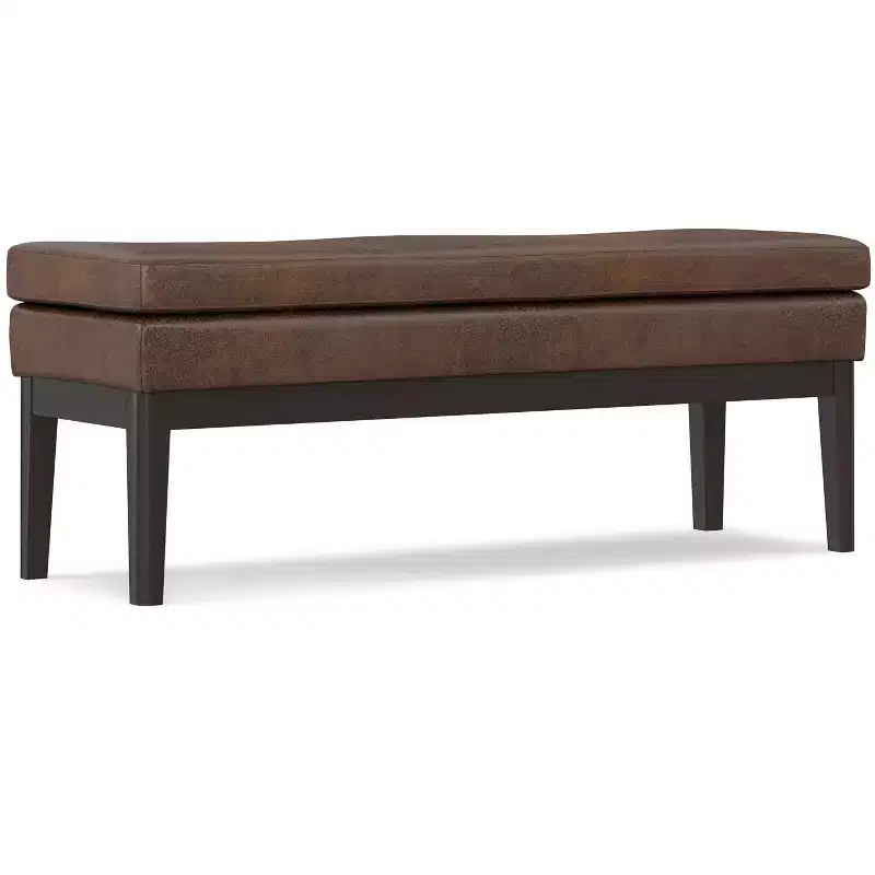 Bragg 45 inch Wide Mid Century Ottoman Bench in Vegan Faux Leather
