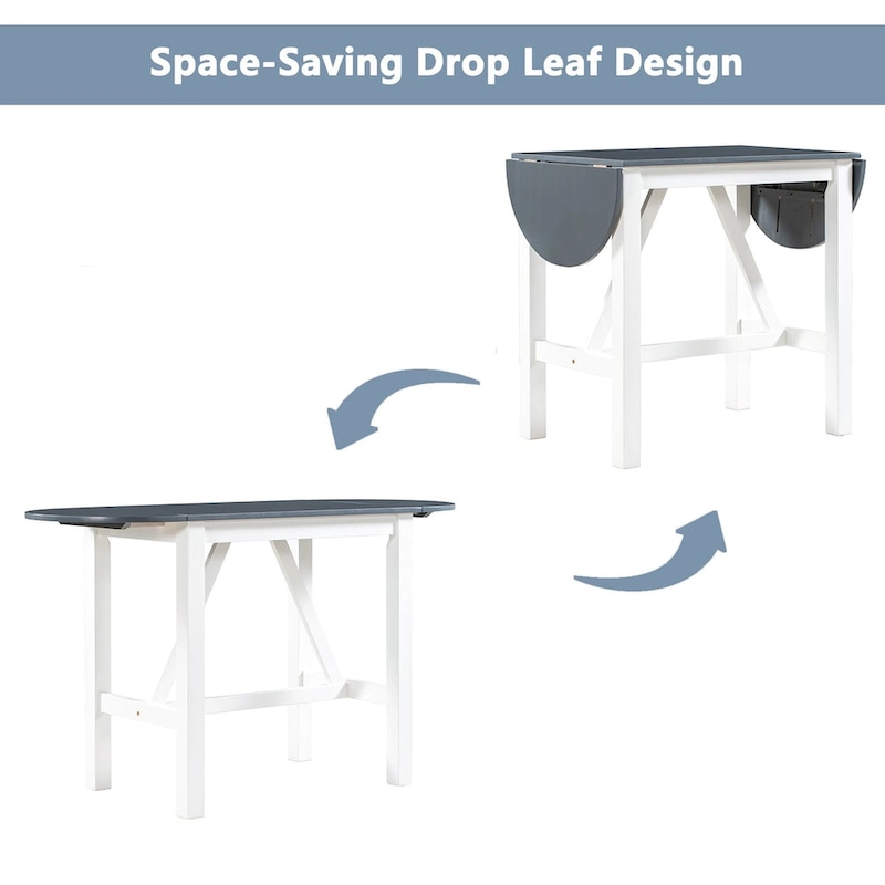3-Piece Wood Counter Height Drop Leaf Dining Table Set