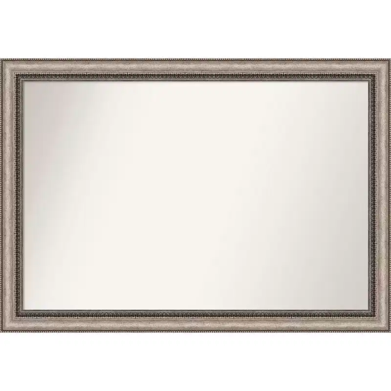40 x 28 Non-Beveled Lyla Ornate Silver Wall Mirror - Amanti Art: Polystyrene Frame, Included Mounting Hardware