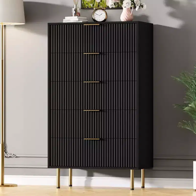 5-Drawer Dresser with Wide Drawers - Modern Wooden Chest for Bedroom, Living Room, Closet & Hallway Storage