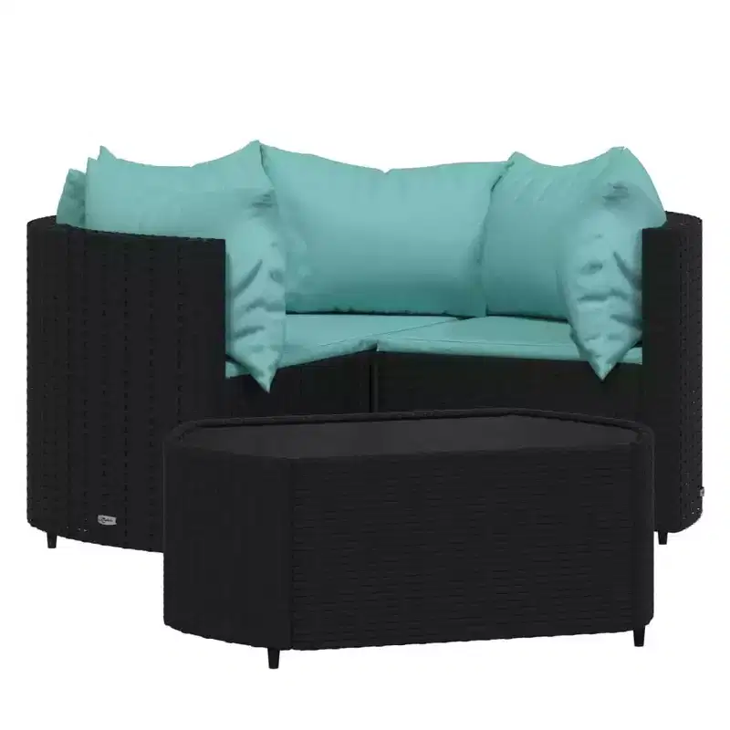 vidaXL Patio Furniture Set Modern Lounge Set with Cushions Poly Rattan