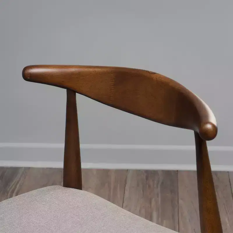 GDFStudio Virgil Mid Century Modern Fabric and Rubberwood Dining Chairs (Set of 2)