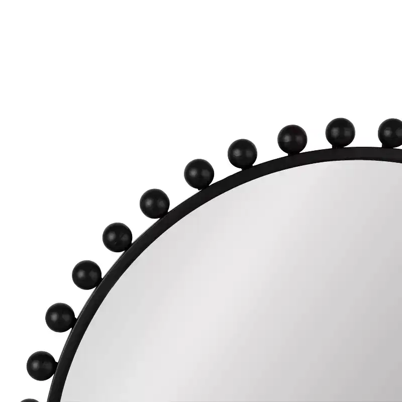 Kate & Laurel All Things Decor 28"x28" Beade Round Wall Mirror Black