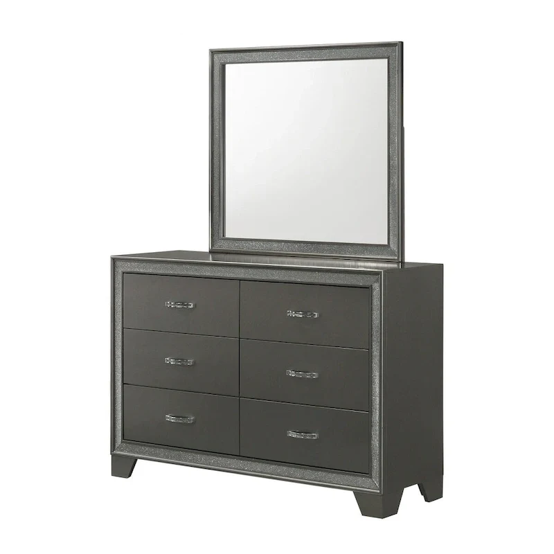 Hoyt Dark Gray Faux Leather Upholstered Tufted King Panel Bed