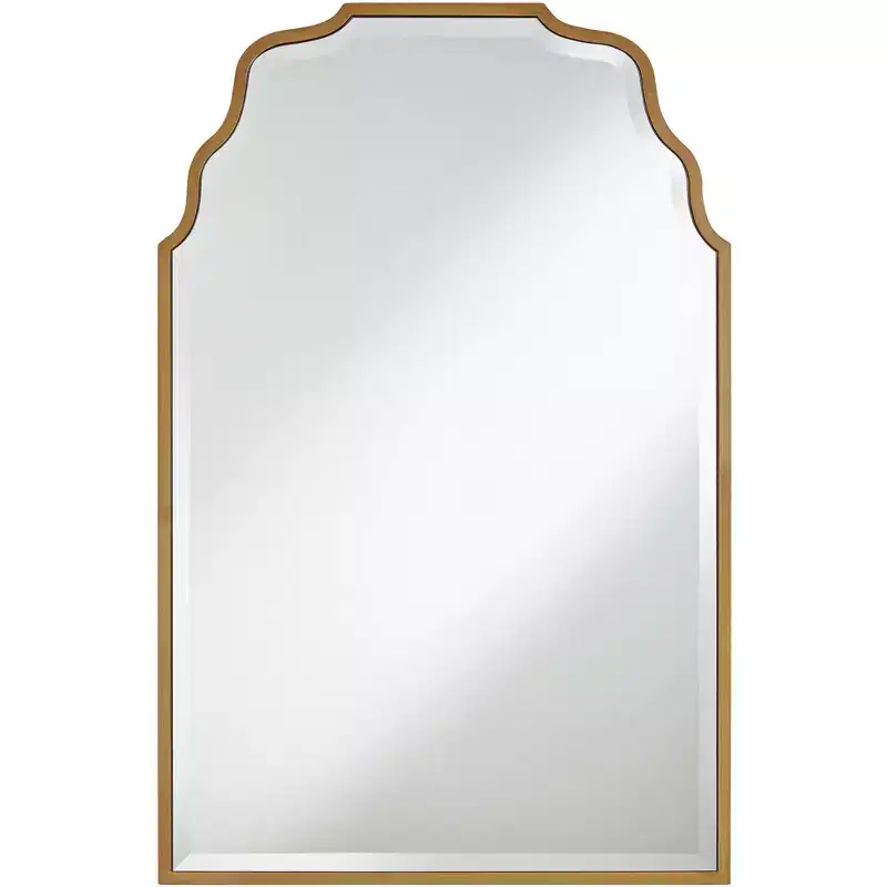 Noble Park Rectangular Vanity Decorative Wall Mirror Modern Beveled Waved Arched Lush Antique Gold Frame 26 Wide for Bathroom