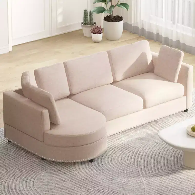 Mjkone Modern Small Cloud Couch, Living Room Minimalist Sofa, L Shaped Couch with Chaise